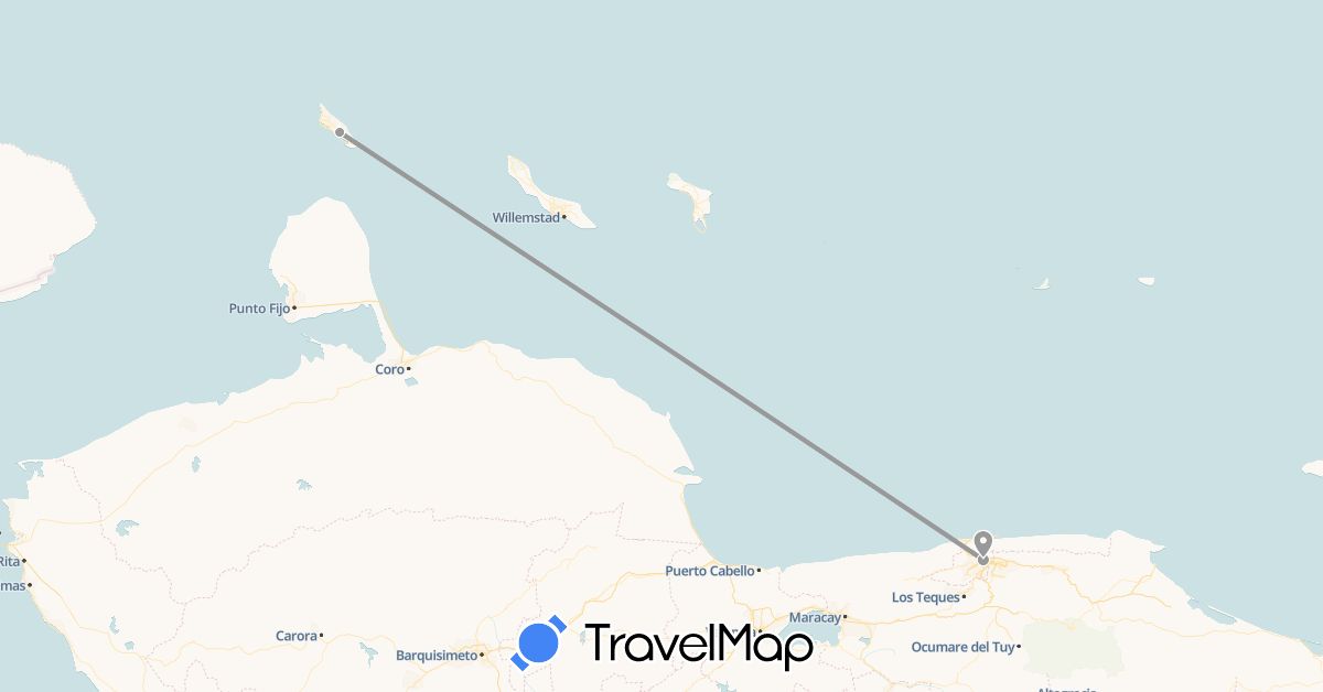 TravelMap itinerary: driving, plane in Netherlands, Venezuela (Europe, South America)
